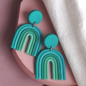 Boho Rainbow Arch Dangle Studs - Handmade Earrings